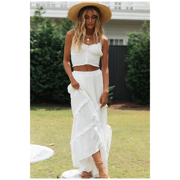 SOLD OUT CLEARANCE Boho Cropped Button Up Smocked Cami Tank Top - Picture 5 of 5